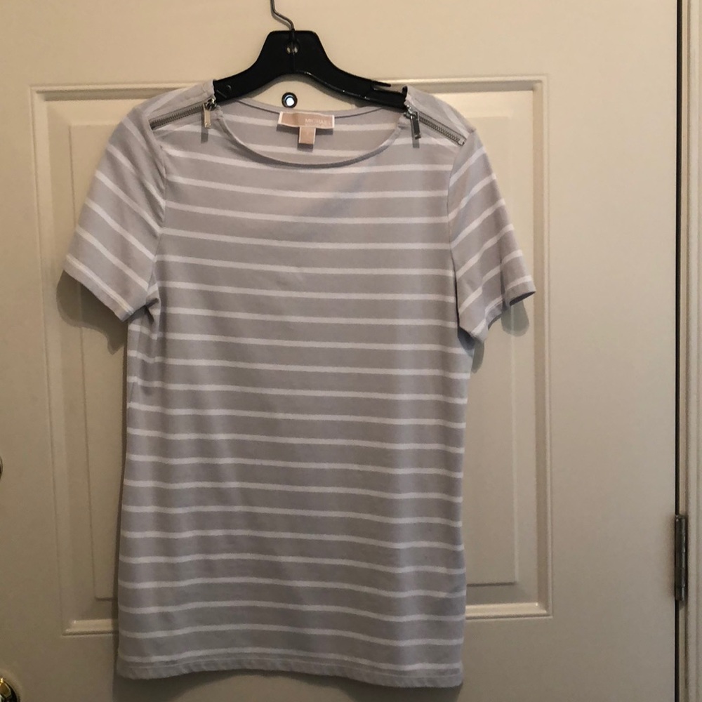 Michael Kors striped shirt with silver zippers